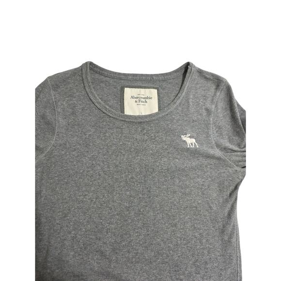 Abercrombie & Fetch Sz L Gray Logo Y2K 90s Preppy Pullover Long Sleeve Top - Picture 5 of 11